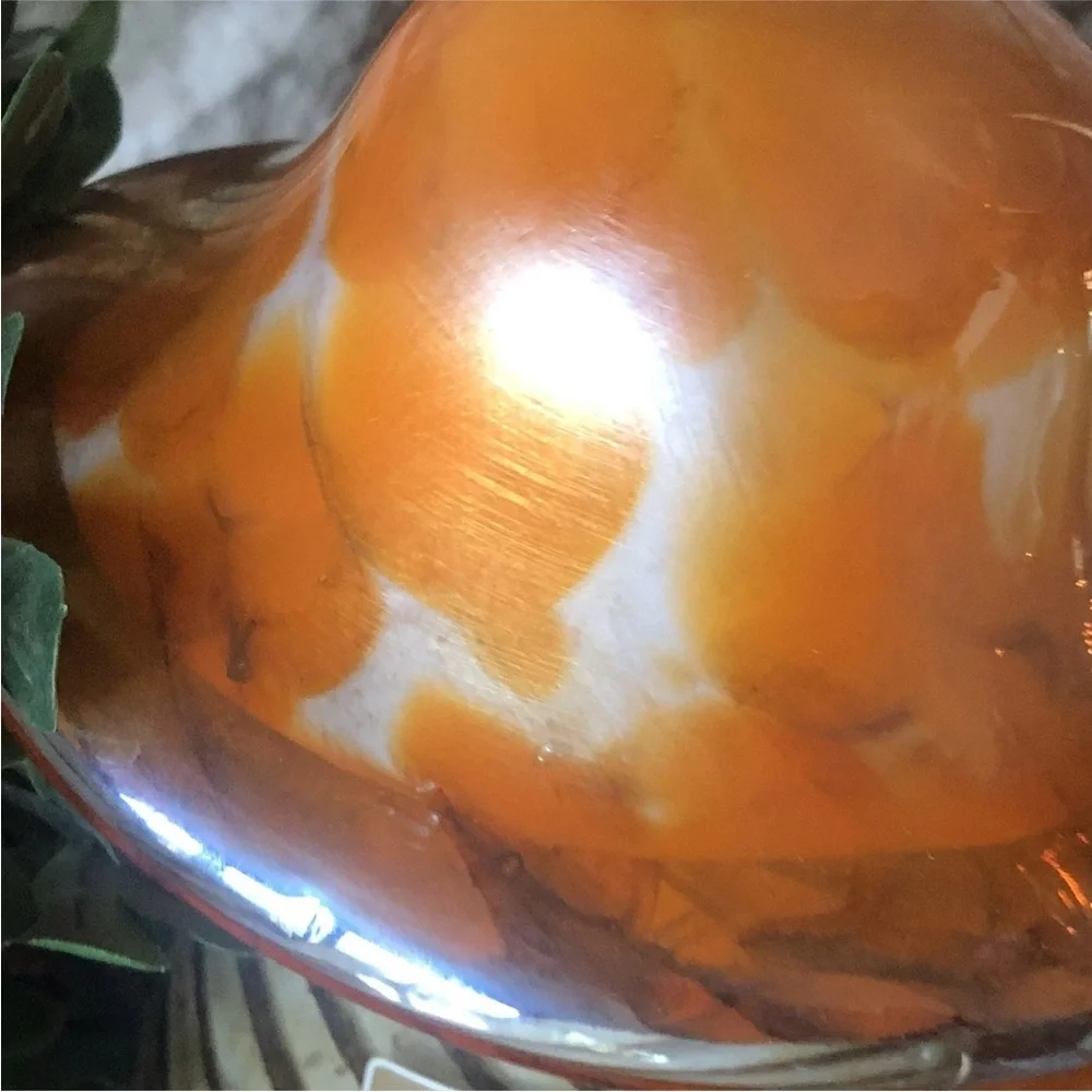 Pier1 Imports Art Glass Collection Mushroom Decor Orange Amber 7